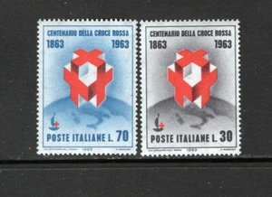 Italia 1963 Cruces Emblema Cruz Roja sobre Italia en Mundo Globo SC 876-77 MNH - Imagen 1 de 1