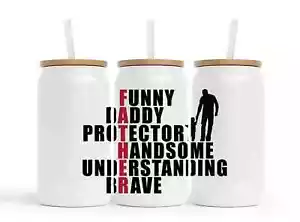 Lata de vidrio blanco Father Definition, vaso personalizado de 16 oz - Imagen 1 de 2