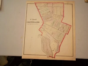 1874 CUYAHOGA Co., OH Map  / 4th WARD CLEVELAND, CUYAHOGA RIVER to EUCLID AVE. - Picture 1 of 1