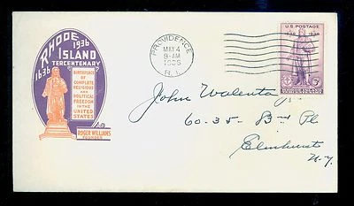 #777 3c Rhode Island FDC Planty #49 Ioor Cachet Cat $20 orange & purple FD2376 - Image 1 of 2
