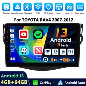4-64GB Android 13 For Toyota RAV4 2007-2011 Carplay Car Stereo Radio GPS Wifi - Picture 1 of 22