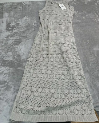 Espléndido Vestido Para Mujer Crema Tejido Abierto Talla Pequeña 2 Piezas Sin Mangas Nuevo con Etiqueta Foto 1 de 4