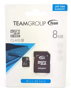 Team 8Gb Micro Sdhc Class 10 Flash Card With Adapter NEW - Picture 1 of 4