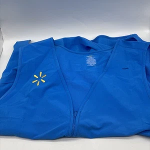 Walmart Employee Vest 2XL Big Blue Zip-Up With Embroidered Spark Logo & Pockets - Picture 1 of 4