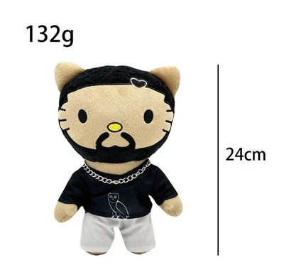 Hello Kitty As Drake 说唱歌手毛绒柔软娃娃填充公仔毛绒玩具 24 厘米 — 第 1/2 张图片