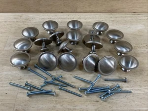 Vintage Pulls Knobs Stainless Brushed Knickle P67659 HARDWARE LOT of 19 w screws - Picture 1 of 9