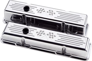CUBIERTAS DE VÁLVULA ALTAS BILLET SPECIALTIES BANDERAS CRUZADAS ALUMINIO PULIDO SBC, CHEVY - Imagen 1 de 1
