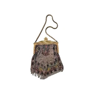 Vintage Art Deco Whiting & Davis Evening Bag Painted Mesh Steel - Picture 1 of 7