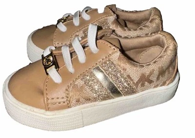 Tan Gold Michael Kors Toddler Slip On Size 5 Girls Glitter Baby Shoe Sneaker - Image 1 of 4