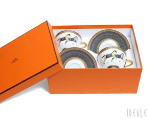 Hermes Cheval d'Orient Tea Cup Saucer Tableware 2 set Gold 24K Coffee - Picture 1 of 5