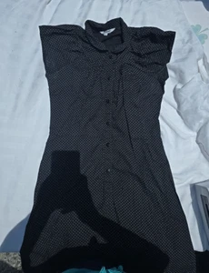 Tramp Black and White Polka Dot Mini Dress Women’s Size Medium Button-Down - Picture 1 of 9