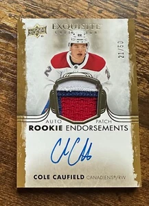 2021-22 Exquisite Collection Endorsement Patch Auto Cole Caufield /50 RC X14519 - Picture 1 of 2