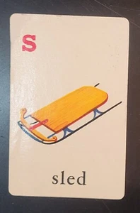 Vintage Educard Alphabet - One Card "S" for "sled" - 1950s - Picture 1 of 3