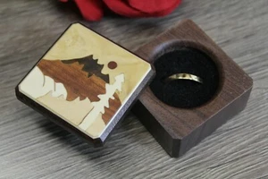 Ring Box Jewelry Gift Wedding Proposal Engagement Tree Mountain 2 Handmade red - Picture 1 of 6