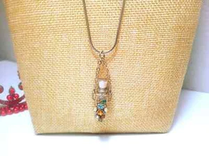 Mini Collar Colgante Botella Perfume Plateado Diamantes de Imitación Multicolor 30" - Imagen 1 de 9