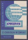 POLAND 1966 Matchbox Label Z#655 III, With ORBIS in the world.