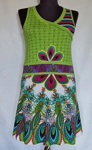 AUTHENTIC DESIGUAL FLORAL ART LOGO GREEN COTTON GIRL DRESS-SIZE:US13/14;EU 158 - Picture 1 of 8