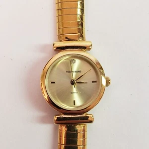 Technibond Sterling Silver Watch Women Gold Tone Round Face Brand New Battery - Picture 1 of 6