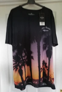 Mens Peacocks T Shirt Santa Monica California Palms & Sunset NEW XXL - Picture 1 of 6