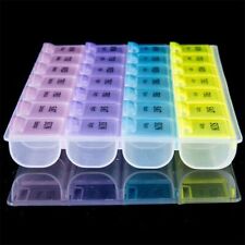 Holder Drug Case 4 Row 28 Squares Pill Box Medicine Storage Weekly 7 Days