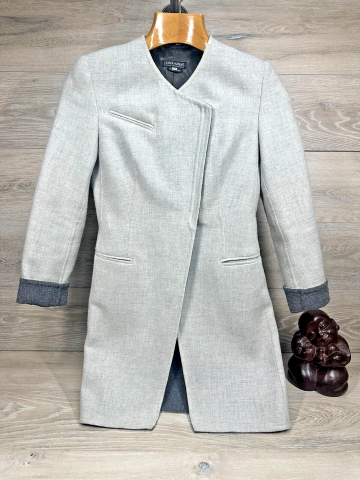 GIORGIO ARMANI Women's Asymmetric Taupe Gray Wool Coat Size 6 US 40 EU MINT!! - Image 1 of 4