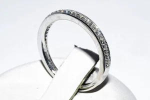 1Ct Round Cut Simulated Diamond Eternity Wedding Band Ring 14k White Gold Oval - Picture 1 of 11