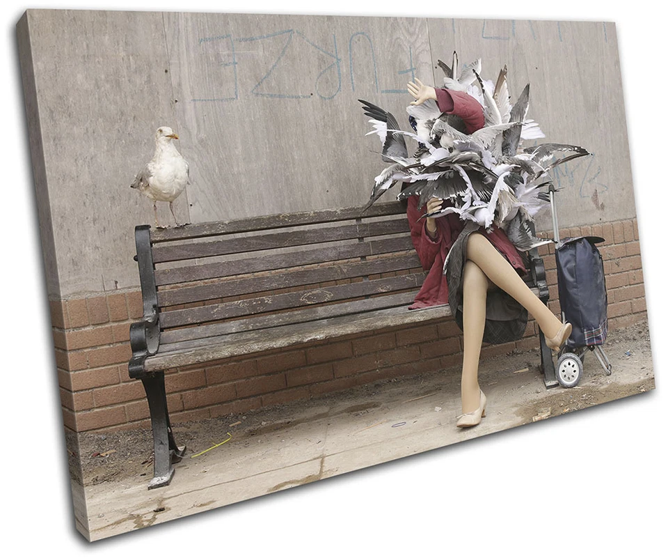 Graffiti Pop Gaivotas Banksy Street ARTE DE PAREDE EM TELA ÚNICA Impressão de Quadro VA - Imagem 1 de 1