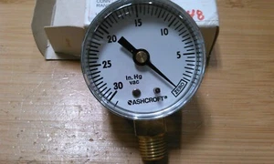 ASHCROFT -30 VAC - 0 PSI, 2" FACE, 1/4" BOTTOM MOUNT - Picture 1 of 2