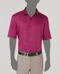 Nwt $99 Alfani Mens Fit Purple Black Short-Sleeve Button Casual Top Shirt Size L - Picture 1 of 1