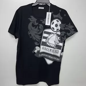 Bikkembergs "London Mavericks" T-shirt Mens Large Black Embroidered - Picture 1 of 5