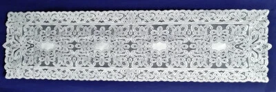 White 14" x 54" Lace Table Runner Artistry Livingroom Bedroom Diningroom Den - Image 1 of 4