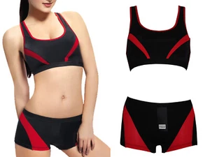 Sujetador Negro, Rojo Ropa Activa Mujeres Ropa Deportiva Juegos Entrenamiento Damas Gimnasio - Imagen 1 de 3