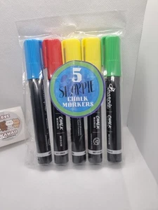 5 X Sharpie Chalk Markers, Wet Erase Chalk Pens Can Be Used On Glass - Picture 1 of 2