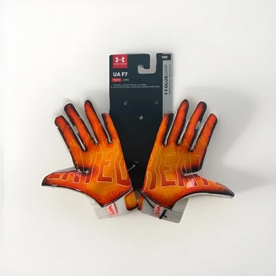 Under Armour F7 NFL Football Gloves Youth Medium Limited Edition Orange/White