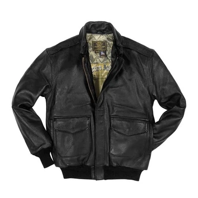 Cockpit USA Mens BLACK Antique Lambskin Leather A-2 Flight Jacket - Image 1 of 4