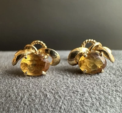 Серьги из чистого желтого золота 14 карат (AU 585) с цитрином. - Изображение 1 из 4