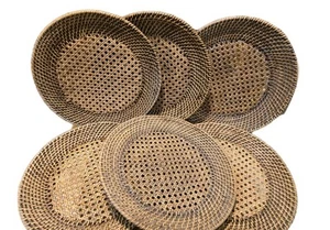 6 Woven Rattan Wicker 13" Plate Chargers Tight Woven Sturdy, Usable, ATTRACTIVE! - Picture 1 of 8