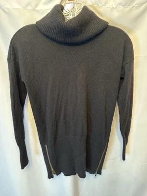 Saks Fifth Avenue Women’s XS Cashmere Turtleneck Sweater Black Side Zippers - Image 1 of 4