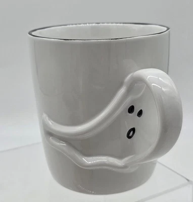 Taza de café Starbucks Barista Ghost Handle 2003 de colección Lg 16 oz Halloween borde negro Foto 1 de 4