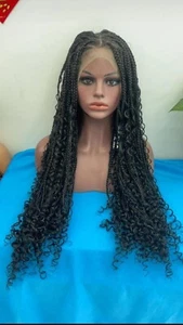 Olymei Triangle Knotless Box Braids Wig Synthetic Lace Frontal Braid Hair Wigs C - Picture 1 of 3