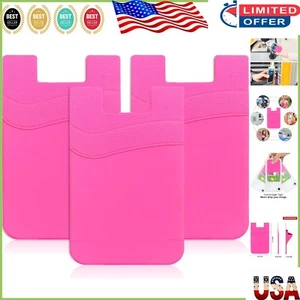 Lightweight Double Pocket Phone Wallet - Rose Red Holder for iPhone & Android - Picture 1 of 9