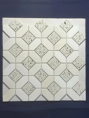 S46 Carrara White Marble Hexagon/Octagon Mosaic Tile Kitchen Bathroom, 7 sheets - Image 1 of 4