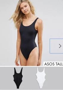 ASOS DESIGN Tall – 2er-Pack Badeanzüge mit U-Boot-Schwarz und Weiß - Bild 1 von 7