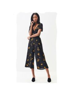 MINKPINK Women Golden Hour Jumpsuit Floral Black Size L 3255