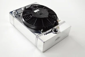CSF Universal Drag Race / Tuck Radiator W/9in Spal Fan - 10.5in H X 10in L X - Picture 1 of 10