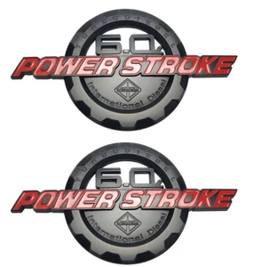 2x 6.0L Power Stroke International Side Fender Emblem Badge for F250 F350 red - Picture 1 of 4