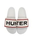 Hunter Terry Toweling Logo Adjustable Slides White Sandals Size11 NWOB