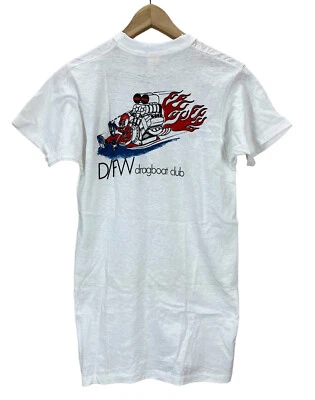 Camiseta pequeña vintage años 70 Dallas Fort Worth Drag Boat Racing Club Foto 1 de 4