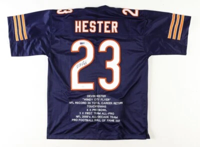 Devin Hester Signed Chicago Bears Stat Jersey (JSA) NFL All Time Return Leader - Image 1 of 4