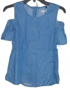 Hudson Kids Girls Cold Shoulder Short Sleeve Tunic Shirt Blue Large NEW - Picture 1 of 3